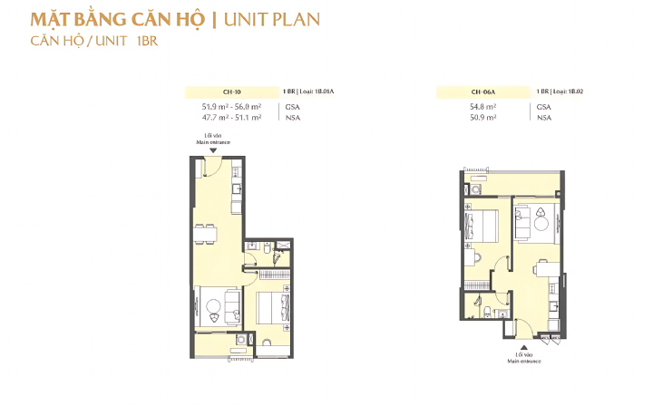 mặt bằng căn hộ 1 pn Masteri Park Place