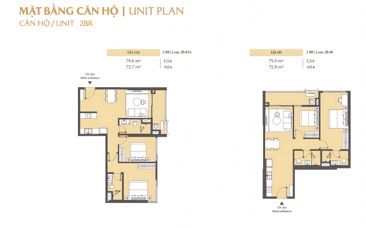 mặt bằng căn hộ 2 pn Masteri Park Place
