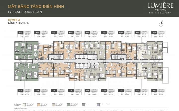 mặt bằng tầng 6 lumiere midtown
